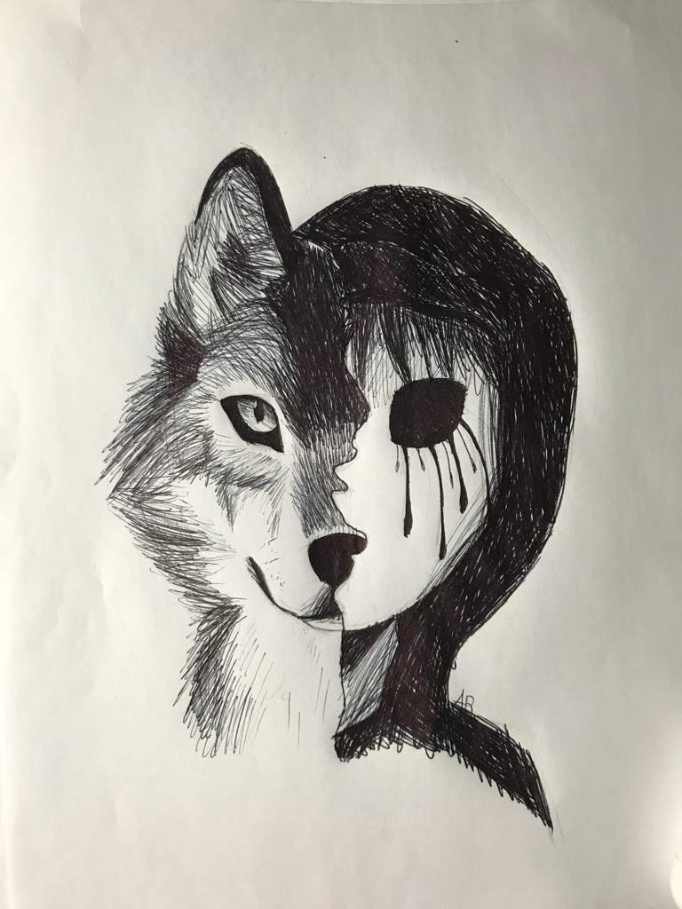 half human half wolf drawing