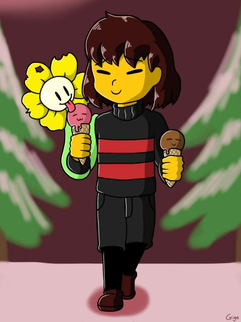 Underfell Frisk And Flowey Eating Ice Cream Undertale Aus Amino Improved thumbnail to be more clear and less harsh to the eyes. underfell frisk and flowey eating ice