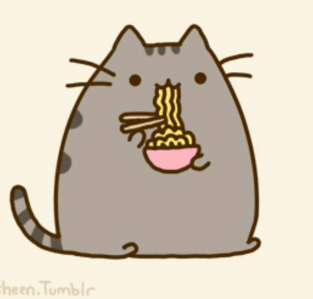 pusheen cat eating sushi