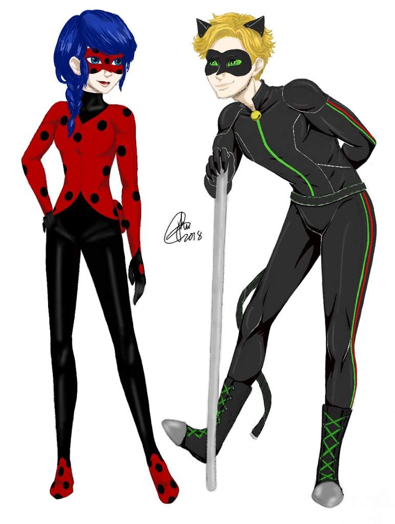 Adult Ladybug and Chat Noir art request - Miraculous Amino