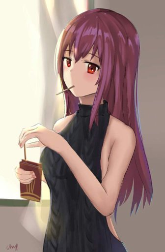 Anime girl red hair purple eyes