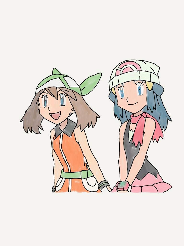 Trace of May and Dawn from "A Full Course Tag Battle!" Pokémon Amino