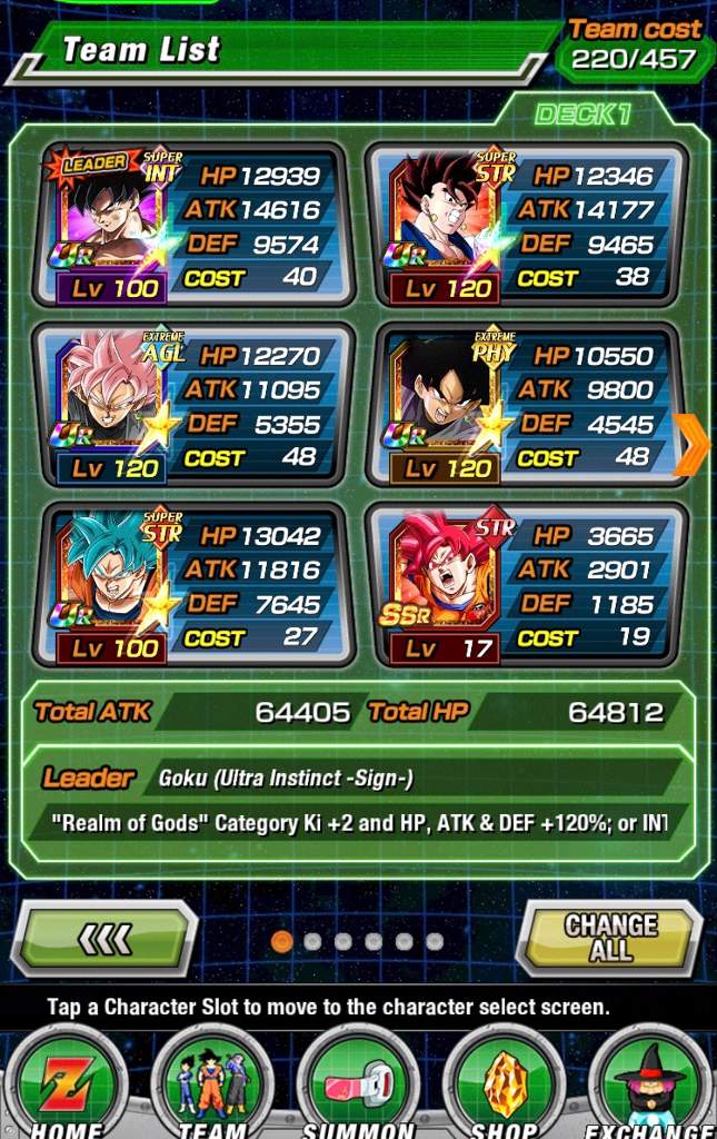 dbz dokkan battle realm of gods team