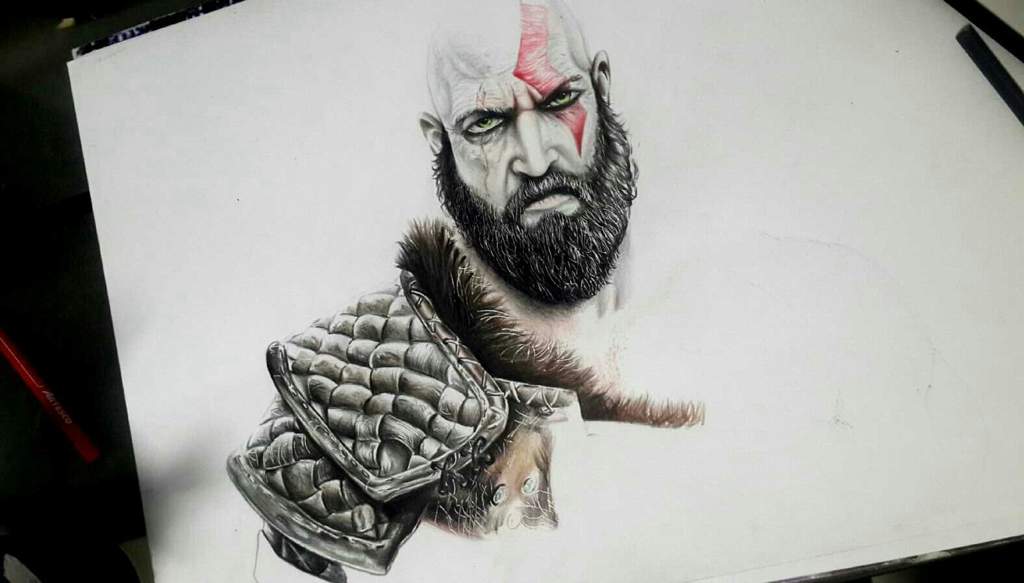 DIBUJO DE KRATOS DE GOD OF WAR 4 •Arte Amino• Amino