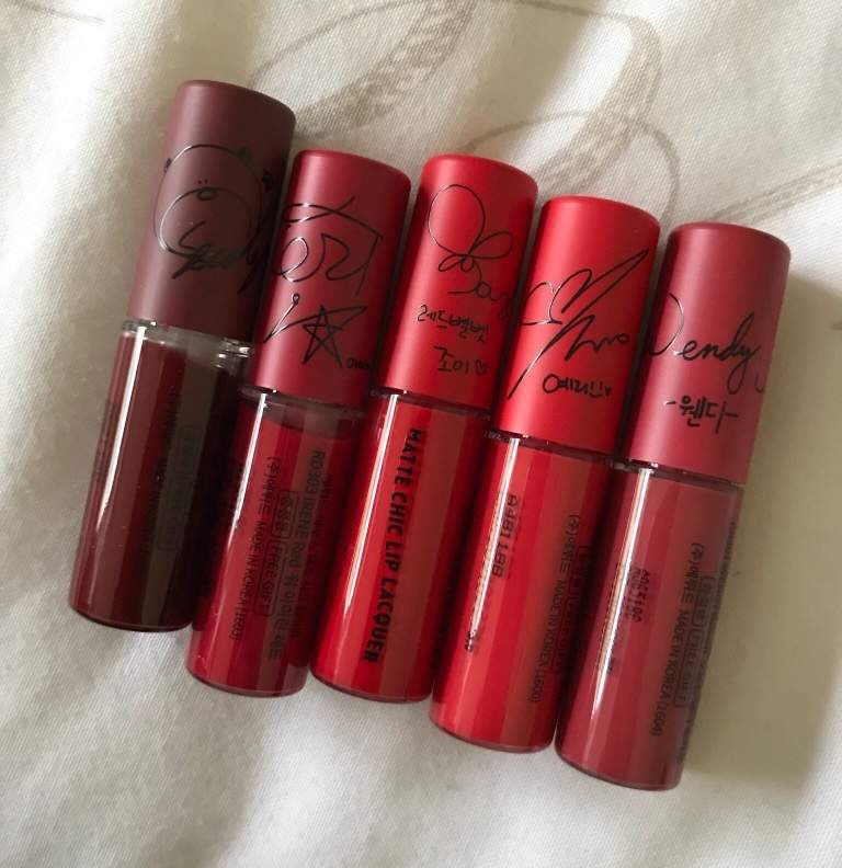 Rv X Etude House Matte Chic Lip Lacquers Review 180423 Red Velvet Amino