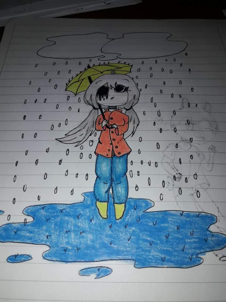 Dibujo de chica bajo la lluvia | •Arte Amino• Amino