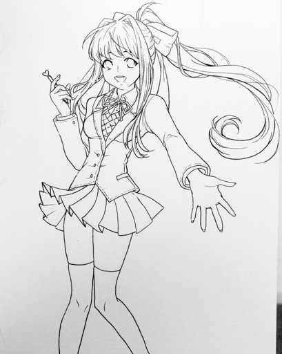 Just Monika lineart | Doki Doki Literature Club! Amino