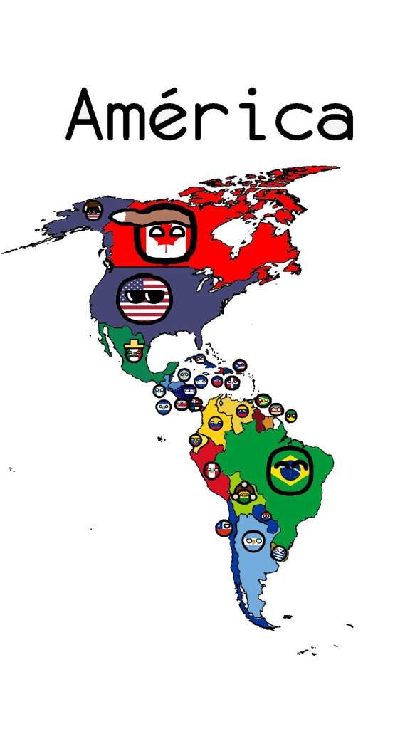 Hise Un Mapa De America Con Las Countryballs Que Les Parece Polandball Amino Español Amino 3125