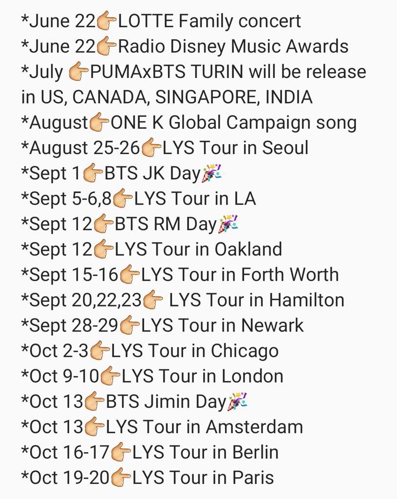 BTS Schedule | Korea-tive Amino