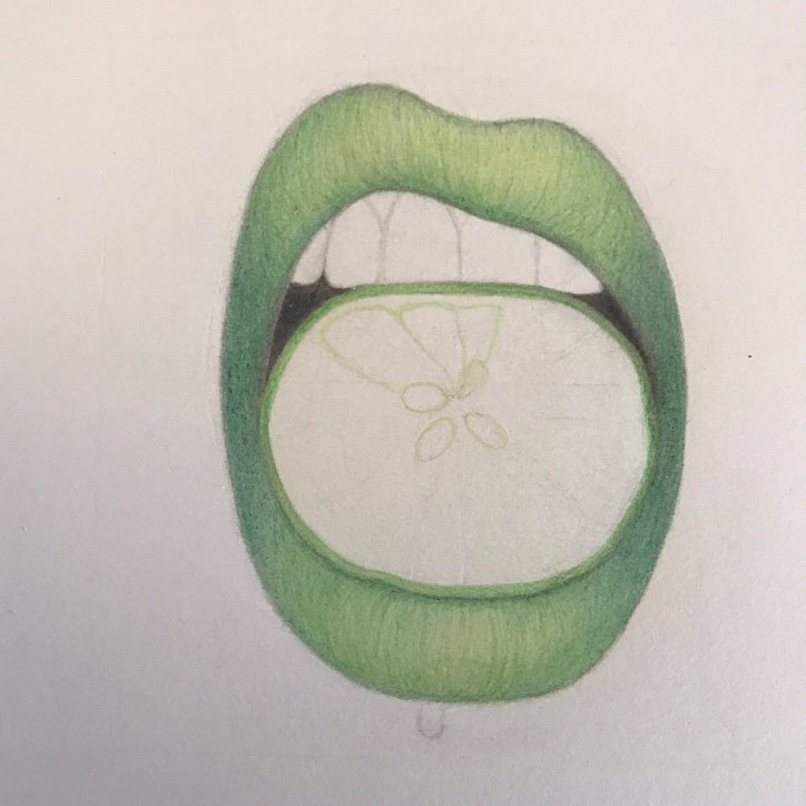 lime lips drawing step by step