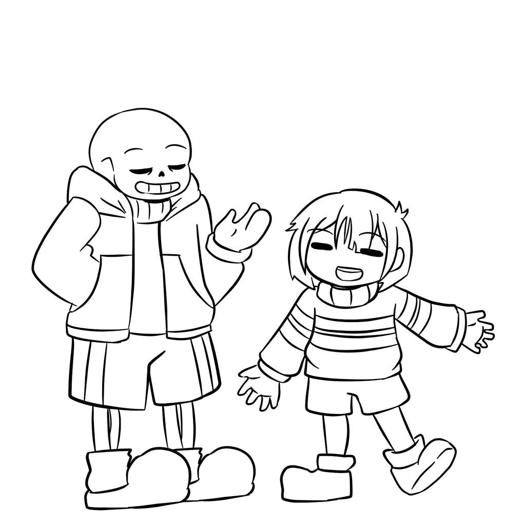 Collab Lineart #2 Frisk and Sans | Undertale AUs Amino