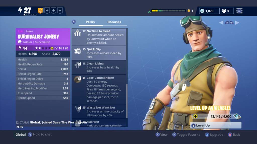 as you can see in the image above this hero has perks that you can unlock by leveling up see how the next perk is at level 18 - how to get epic flux in fortnite save the world