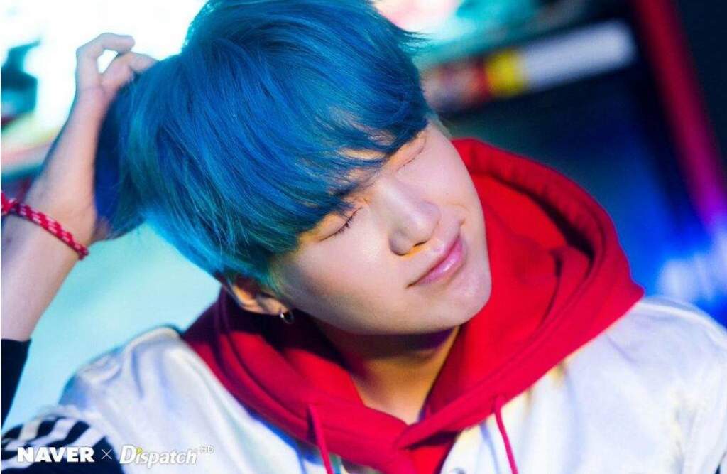 Blue hair boy BTS Suga - wide 3