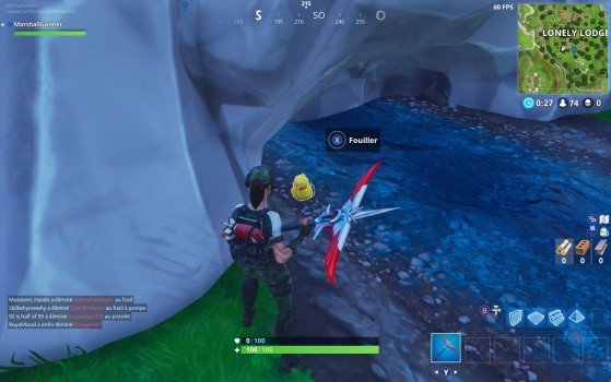 dans le petit creux de rocher au bord du ruisseau - canard en plastique fortnite map