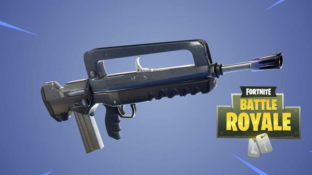 Resultado de imagen de nueva arme de fornite de fusil de asalto de rafagas  morada y dorada