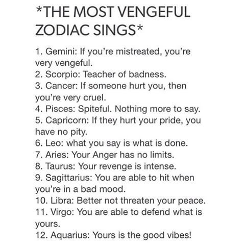 The most vengeful signs | Zodiac Amino