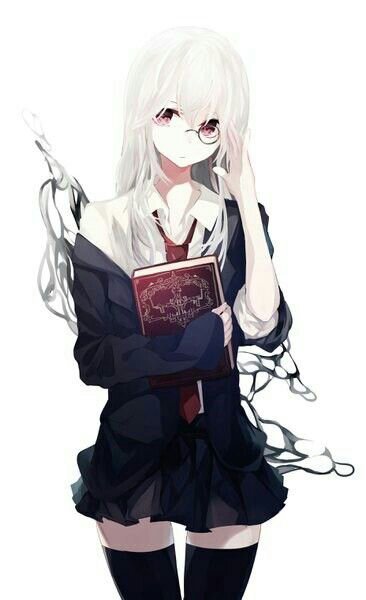 white haired anime girl with red eyes