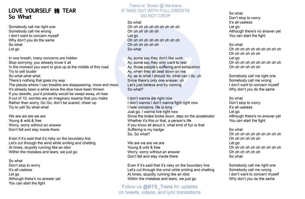 Bts So What English Lyrics Army S Amino