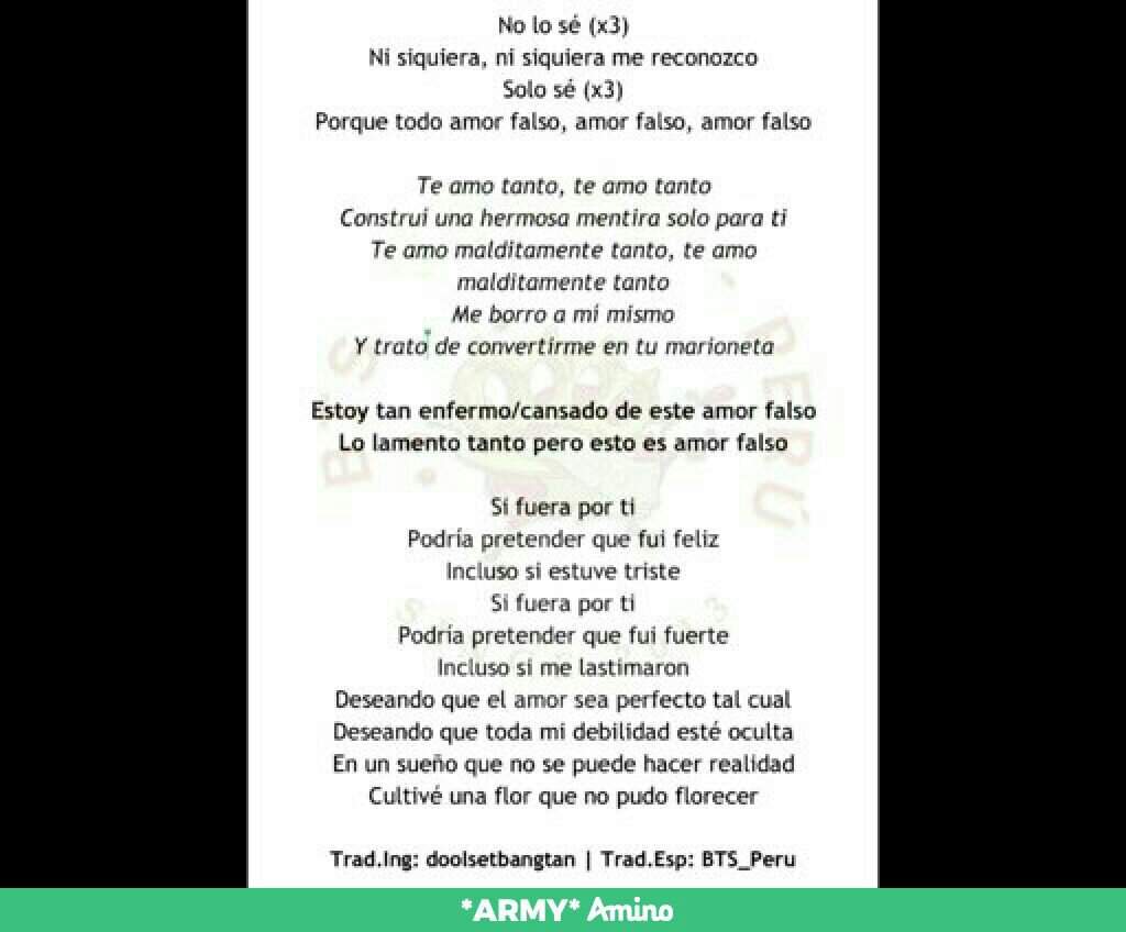 Letra en español de 'FAKE LOVE' | ARMY's Amino Amino