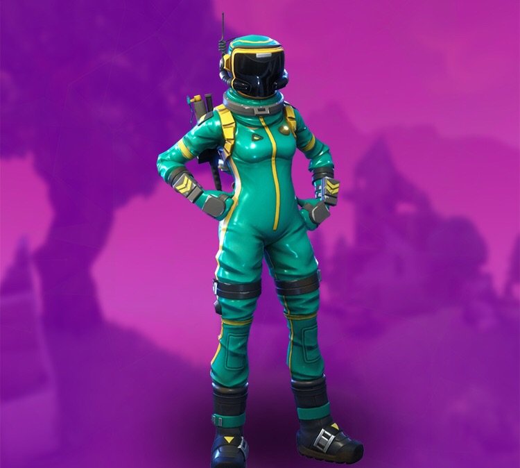 this is the female skin of the set unlike the toxic trooper most of its colour scheme is turquoise while there are hints of the dark colour shown on toxic - toxic trooper fortnite