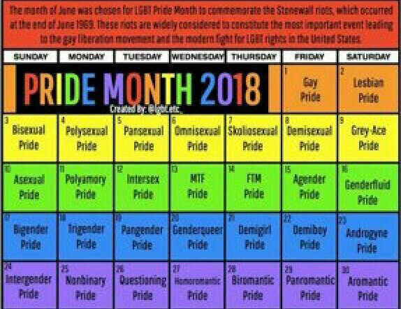 Pride Month Days List Pride Month Is An Entire Month Dedicated To The