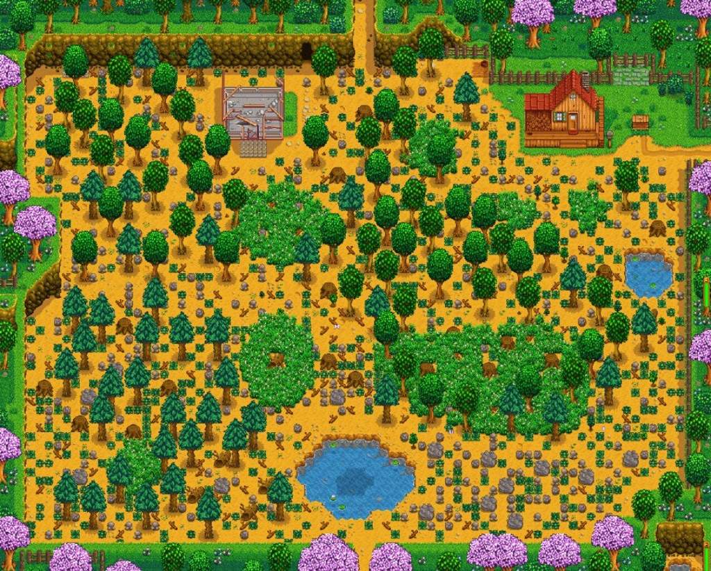 stardew farm layout forest