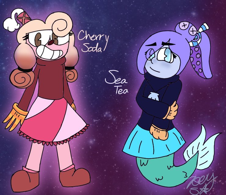 Cherry Soda and Sea Tea fanart (KarlaDraws14 oc's) | Cuphead Official ...