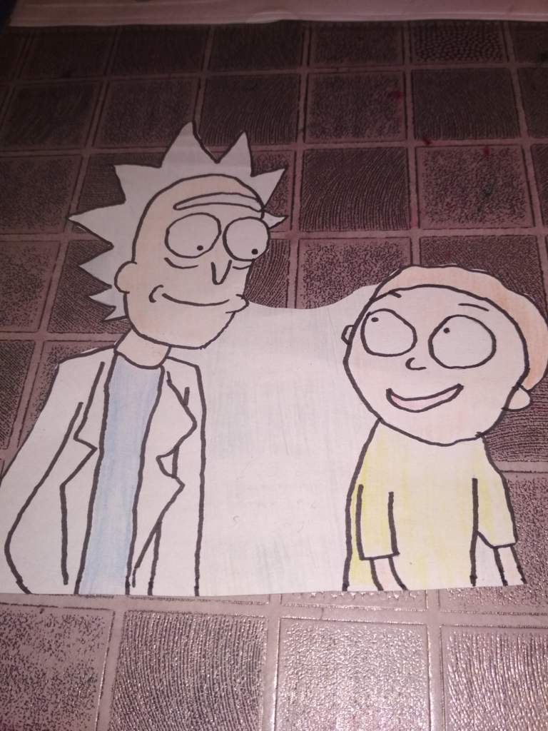 Se que dibujo bastante mal pero queria hacer un dibujo de Rick y Morty ...