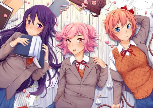 huiswerk maken rechtdoor Bondgenoot Just the Doki's Hanging Out! They cut me out though... awh... | Doki Doki  Literature Club! Amino