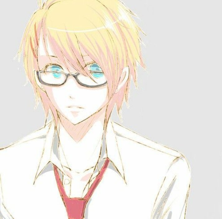 Anime boy with blonde hair and glasses