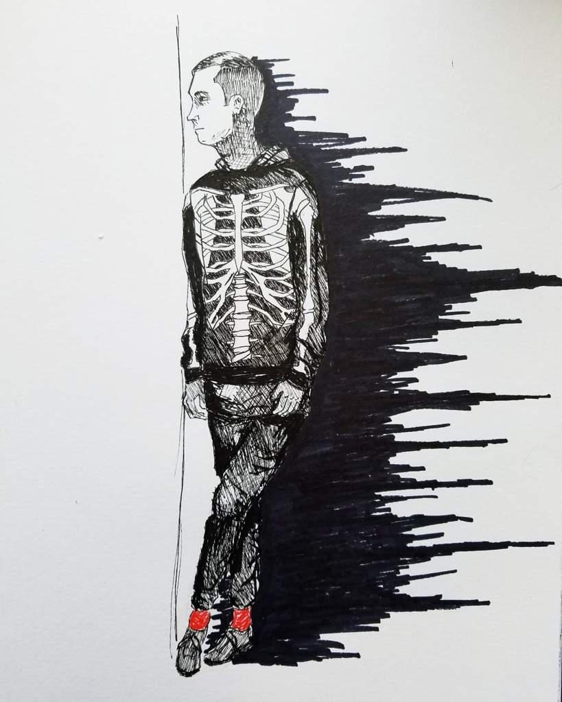 skeleton in a hoodie