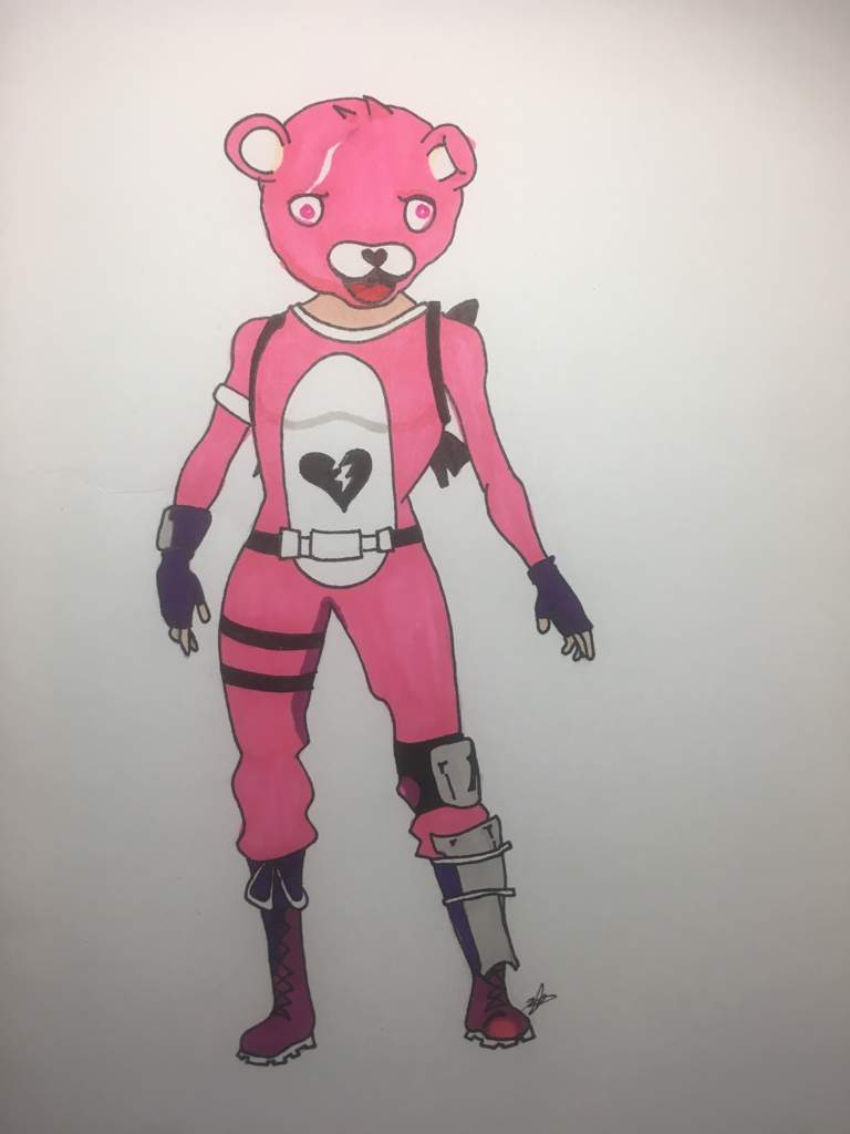 cuddle team leader - pink teddy bear fortnite drawing