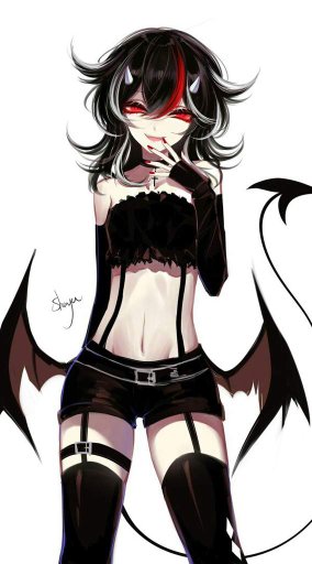 Anime demon girl with black hair
