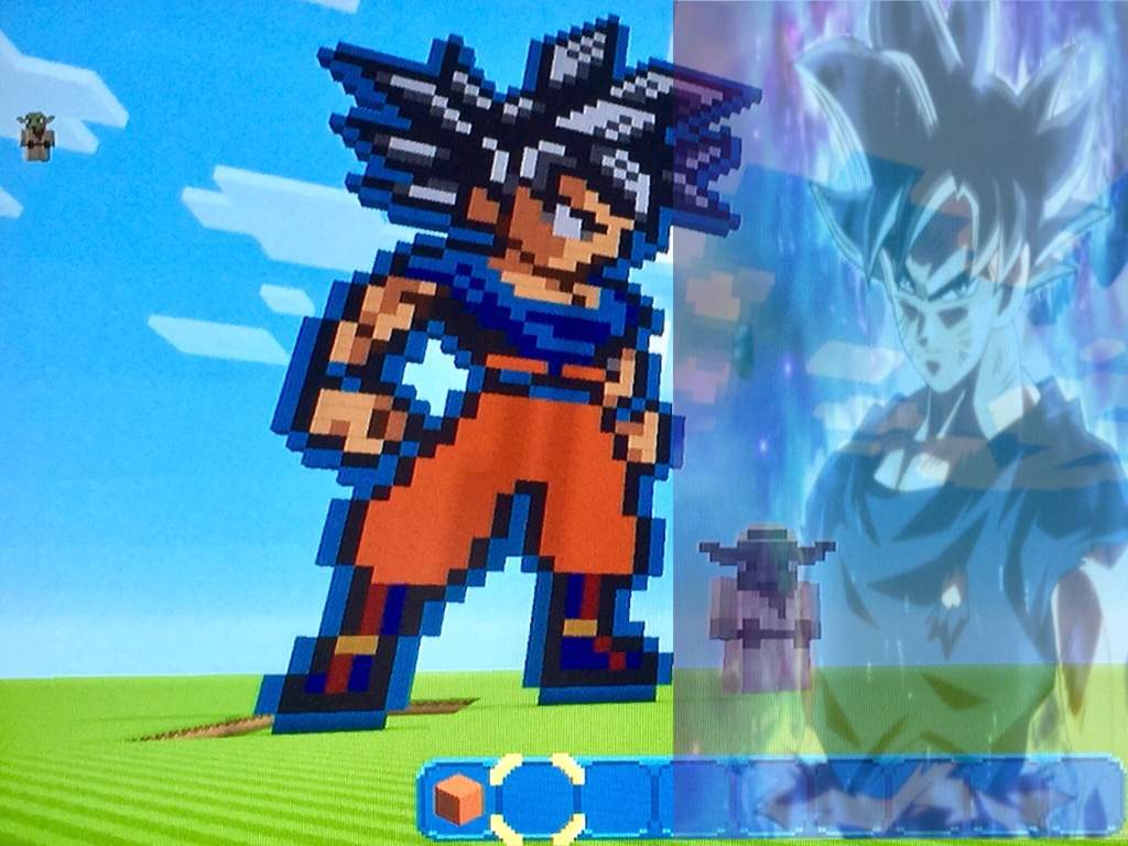 Goku (Ultra Instinct Omen) Minecraft Pixel Art.