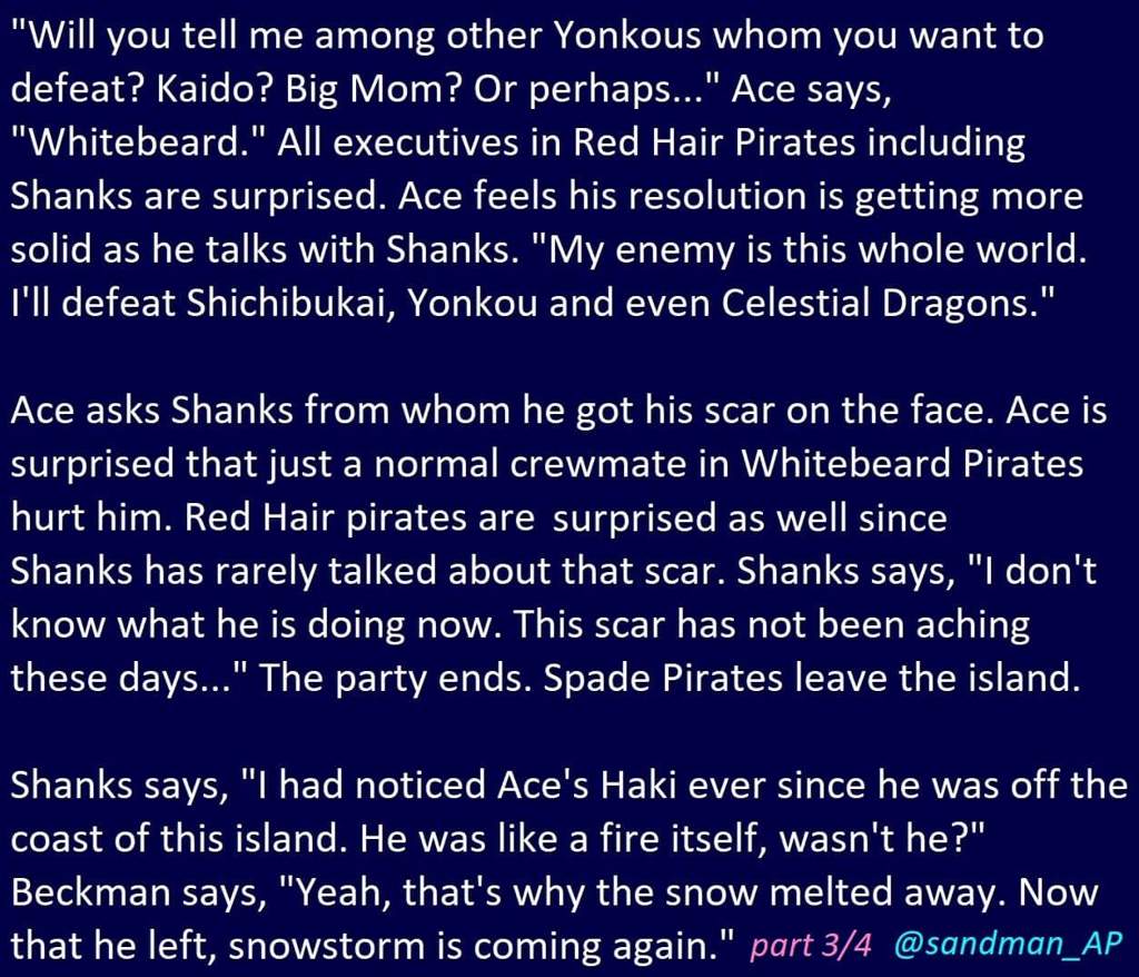 Sandman S Translation Of Ace S Noval One Piece Amino