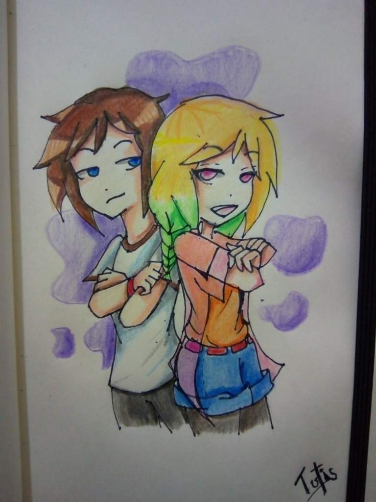 Dibujo de chica y freddy :3 | FNAFHS Amino Amino