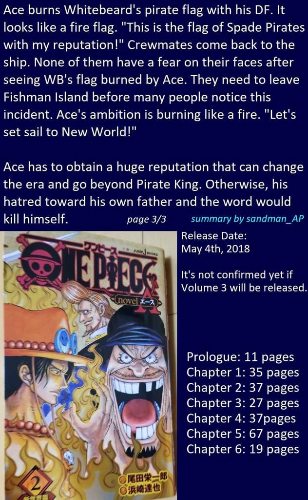 Sandman S Translation Of Ace S Noval One Piece Amino