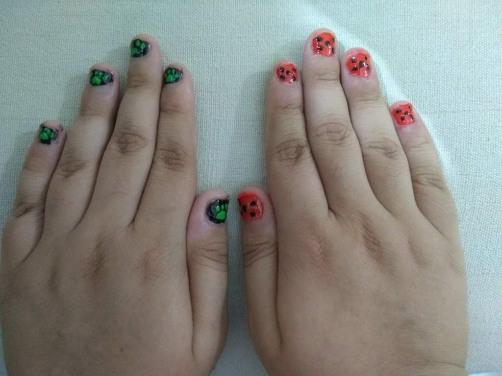 5. DIY Miraculous Ladybug and Chat Noir Nails - wide 8
