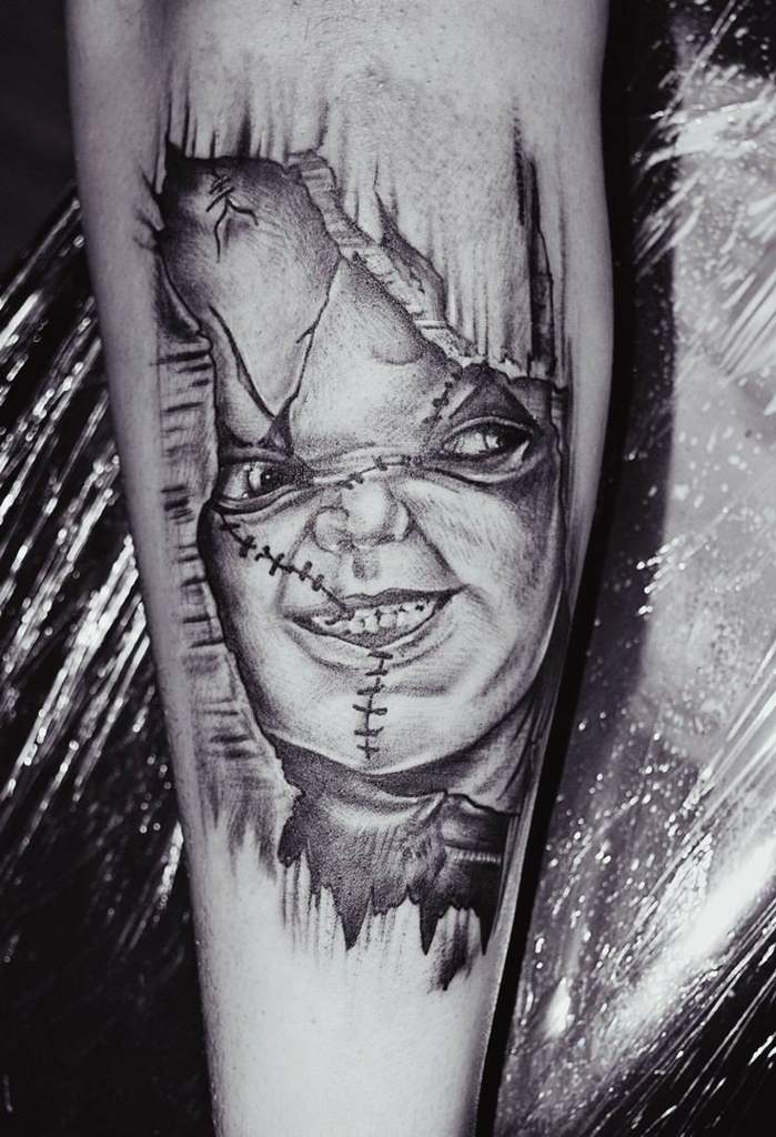 Chucky Tattoo On Guys Hand