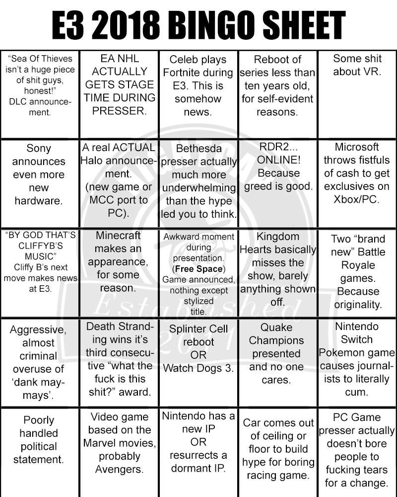 happy e3 - bingo board fortnite