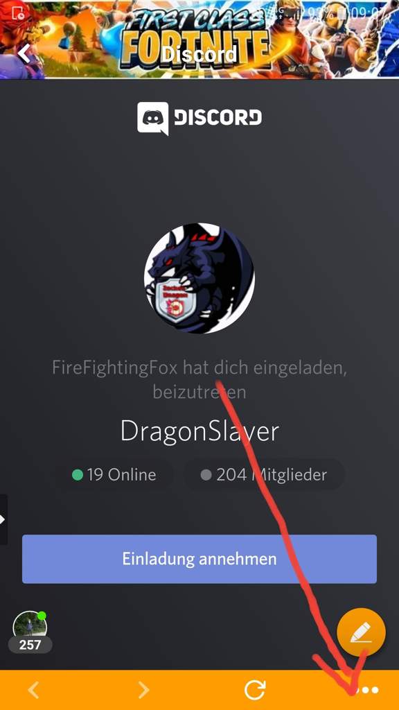 Offizielles Discord Fortnite Ger Amino - einfach auf die 3 punkte und im browser offnen