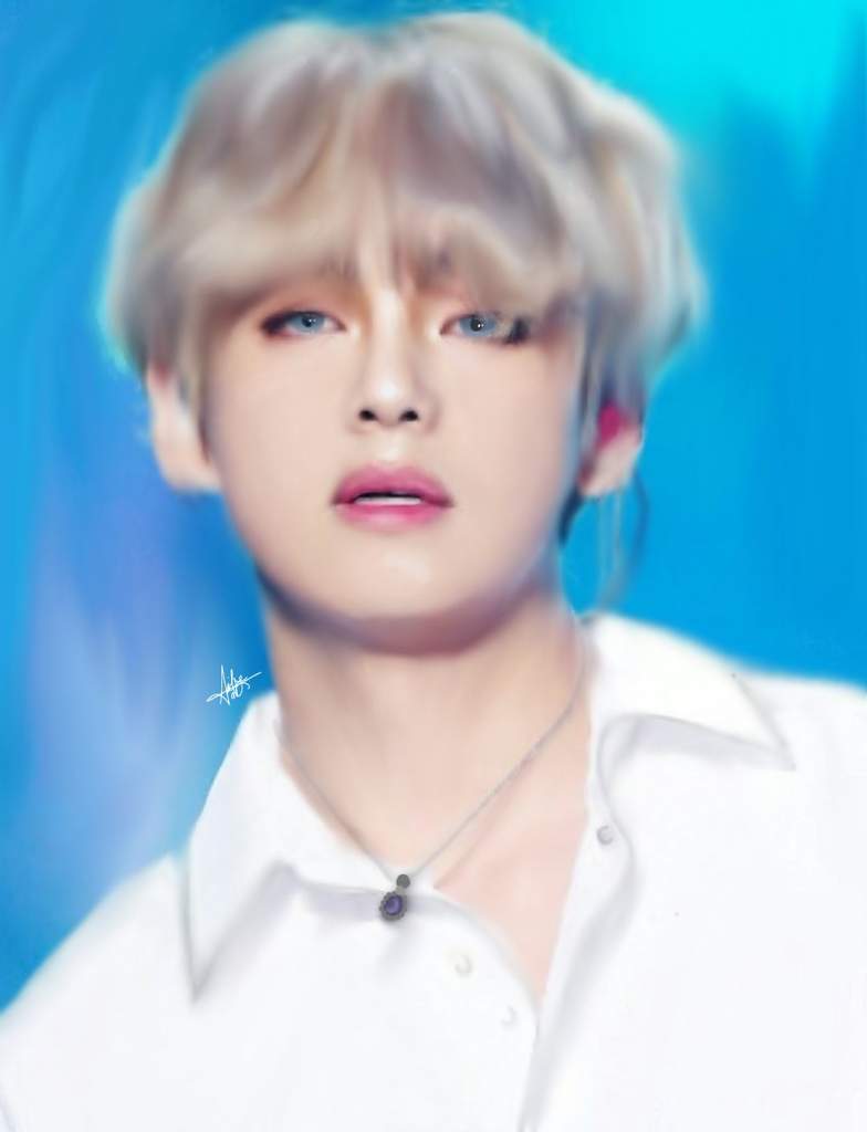 Taehyung fanart 😸 I miss his blonde hair 💙 V BTS | K-Pop Amino