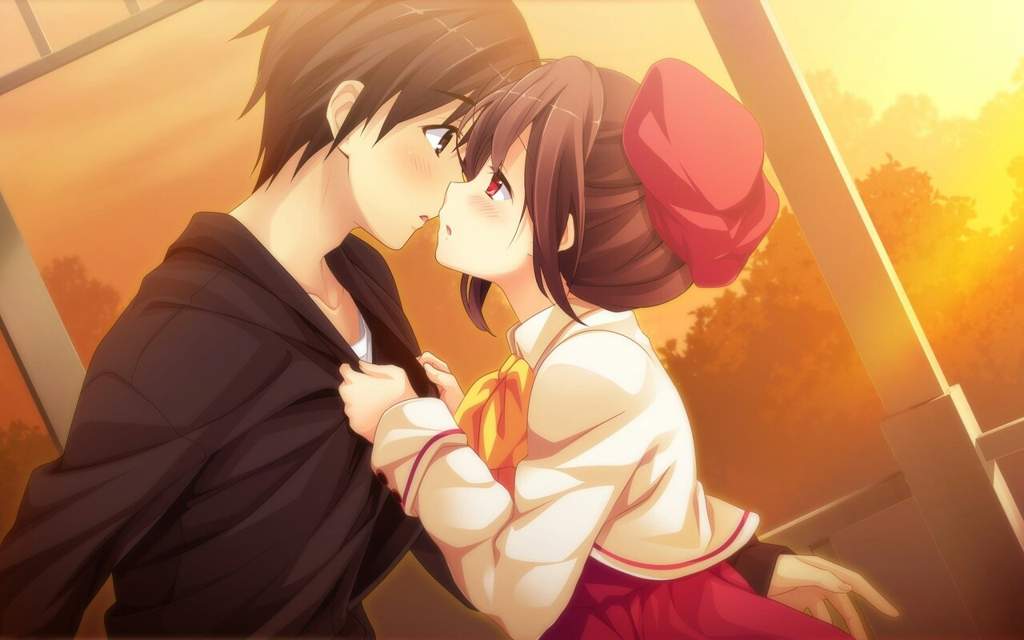 Anime girl on top of guy