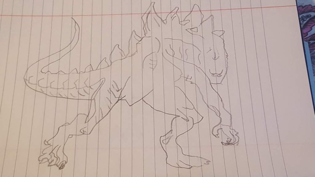 Meh Zilla Drawing Amino So Today I Was Drawing Zilla Because Printid A Coloring Page Dicited To Draw It Here Is Hope U Injoy