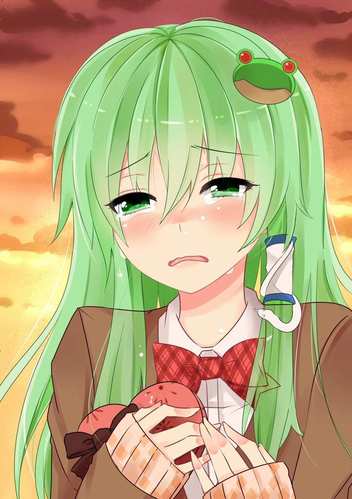 Anime girl green hair green eyes