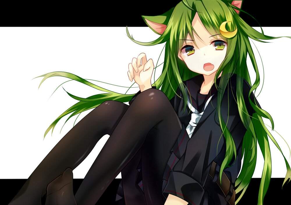 Anime girl with green hair and green eyes