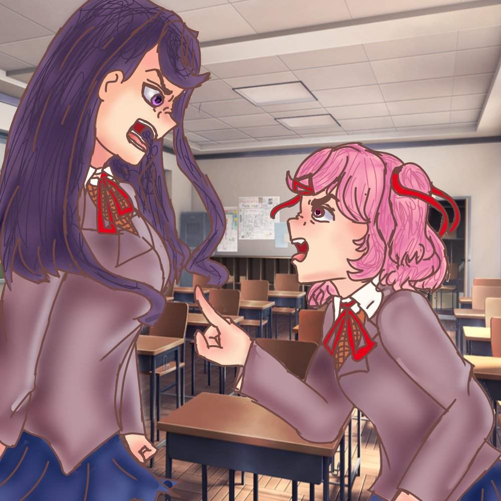 Yuri and Natsuki fight, Act 2 Poem Panic! | Doki Doki Literature Club ...