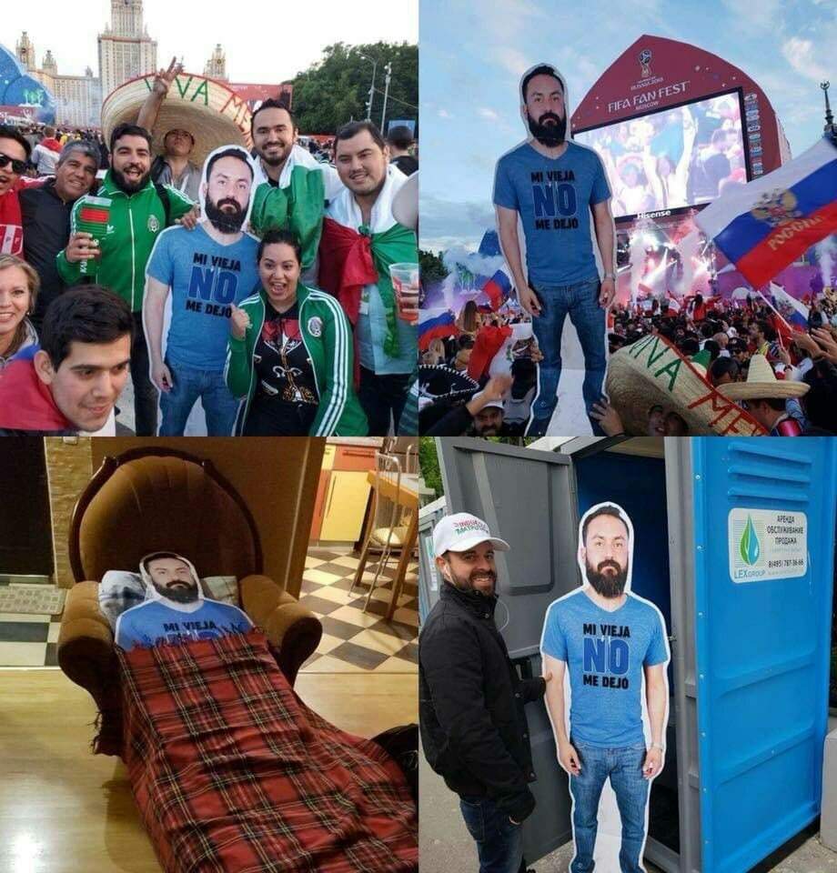 Mexican Fans Bring Cardboard Cutout Of Friend Whose Wife