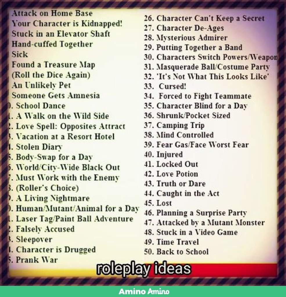 Amino Roleplay Rp Ideas List - Dreaming Hoping