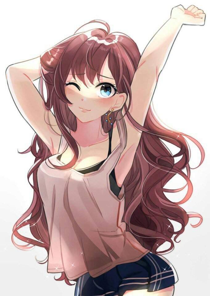 Young anime girl with brown hair